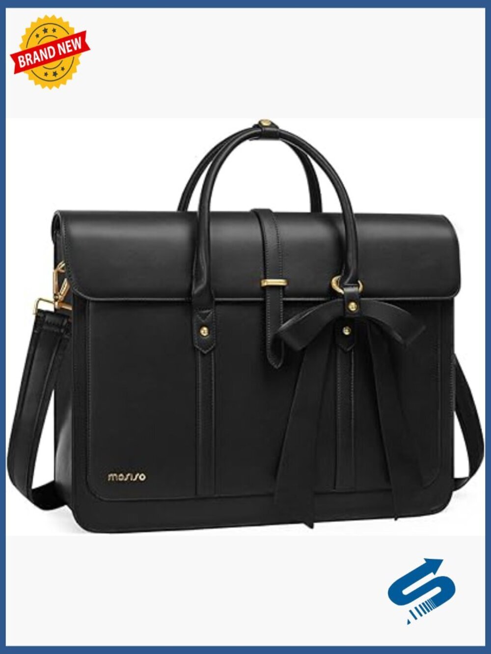 15.6" PU Leather Laptop Bag Shoulder Bag Convertible Backpack